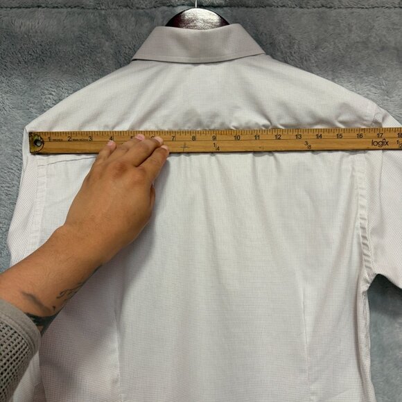 Eton Slim Fit Dress Shirt Mens 15 38 100% Cotton Micro Grid Check Business - Picture 11 of 13